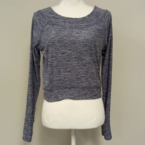 Layer 8 Women's Heathered Blue/White Long Sleeve Crop Top size Small